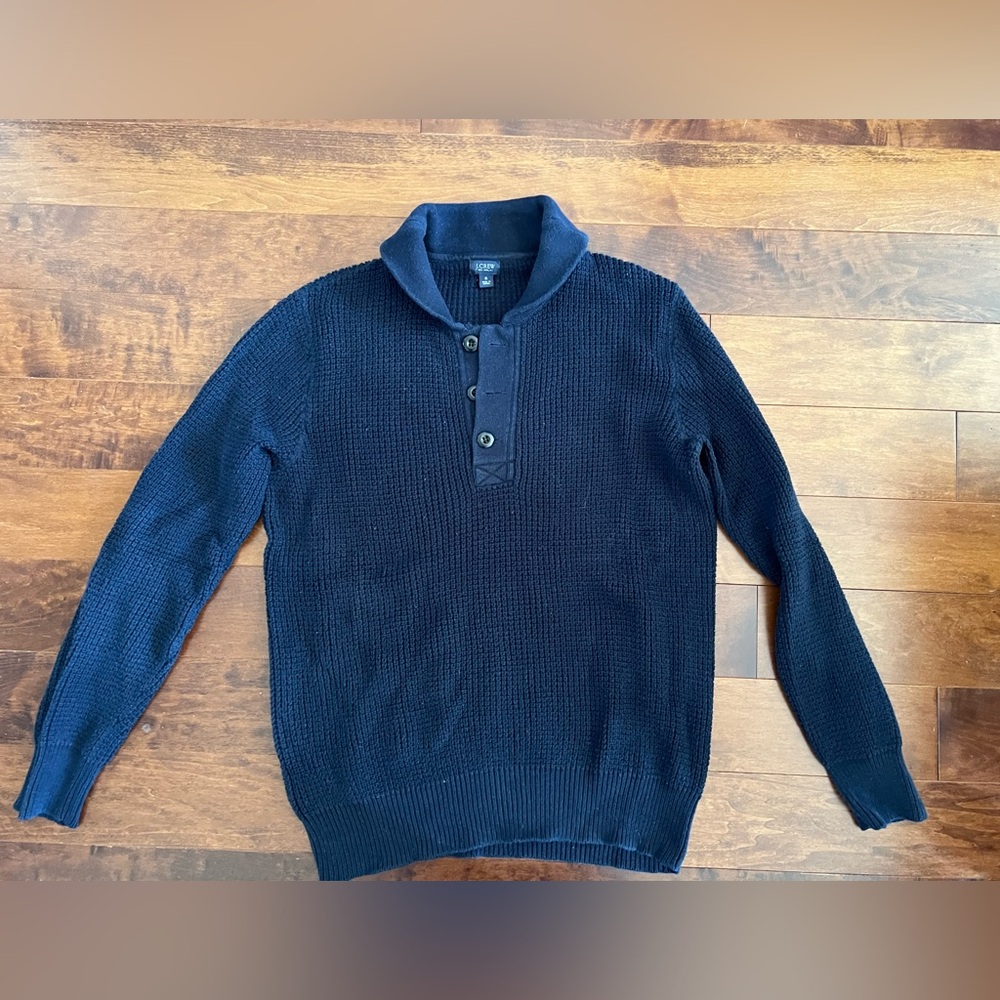 Jcrew Half button shawl waffle sweater